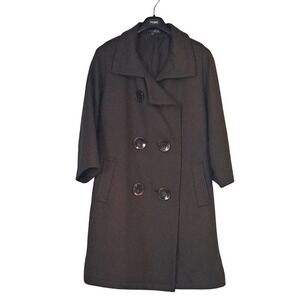 Per se 100% wool heavy army green button up coat size 14